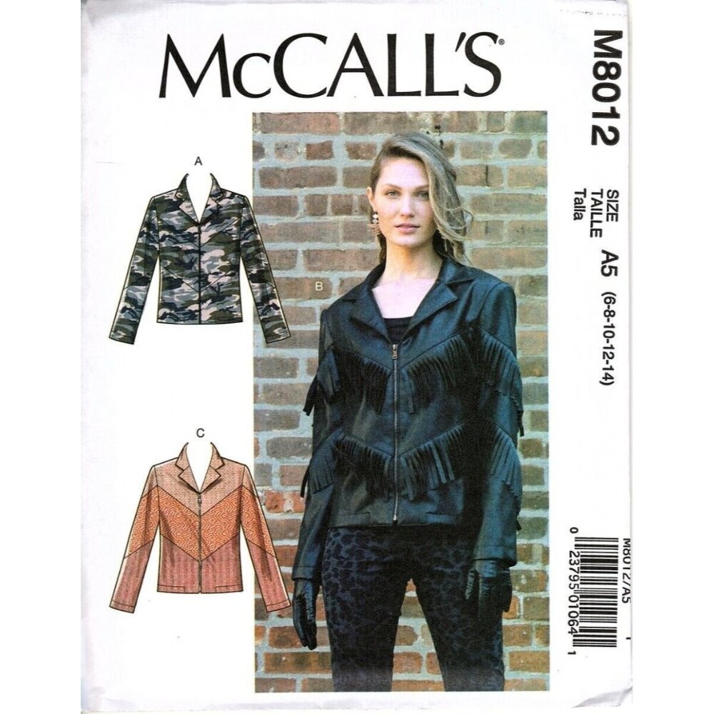 McCall's M8012 Misses 6 to 14 Easy Jacket Uncut Sewing Pattern New